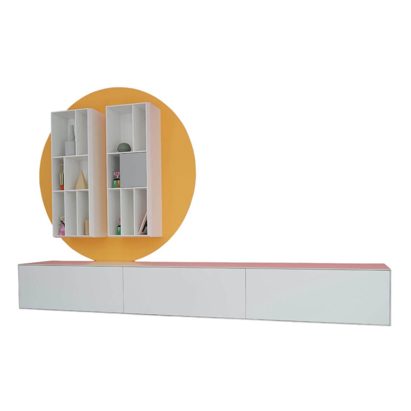 Wohnwand Mit Sideboard Nex Und 2 Regalelementen Flex Mattlack 01 Weiß