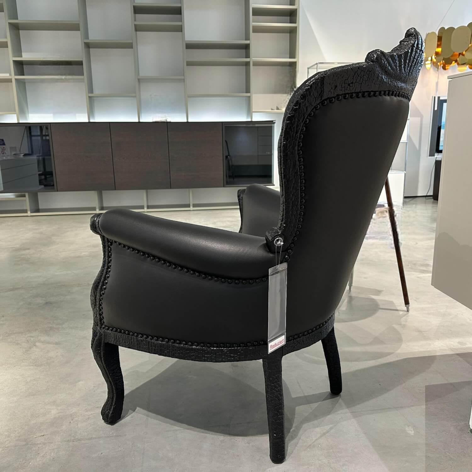 Moooi - Sessel Smoke Leder Schwarz Gestell Vollholz Geflammt - 5