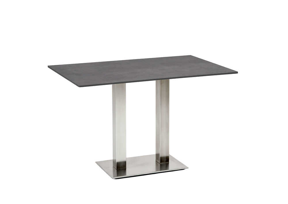 Tisch Bistro Gestell Edelstahl Gebürstet Tischplatte HPL Beton