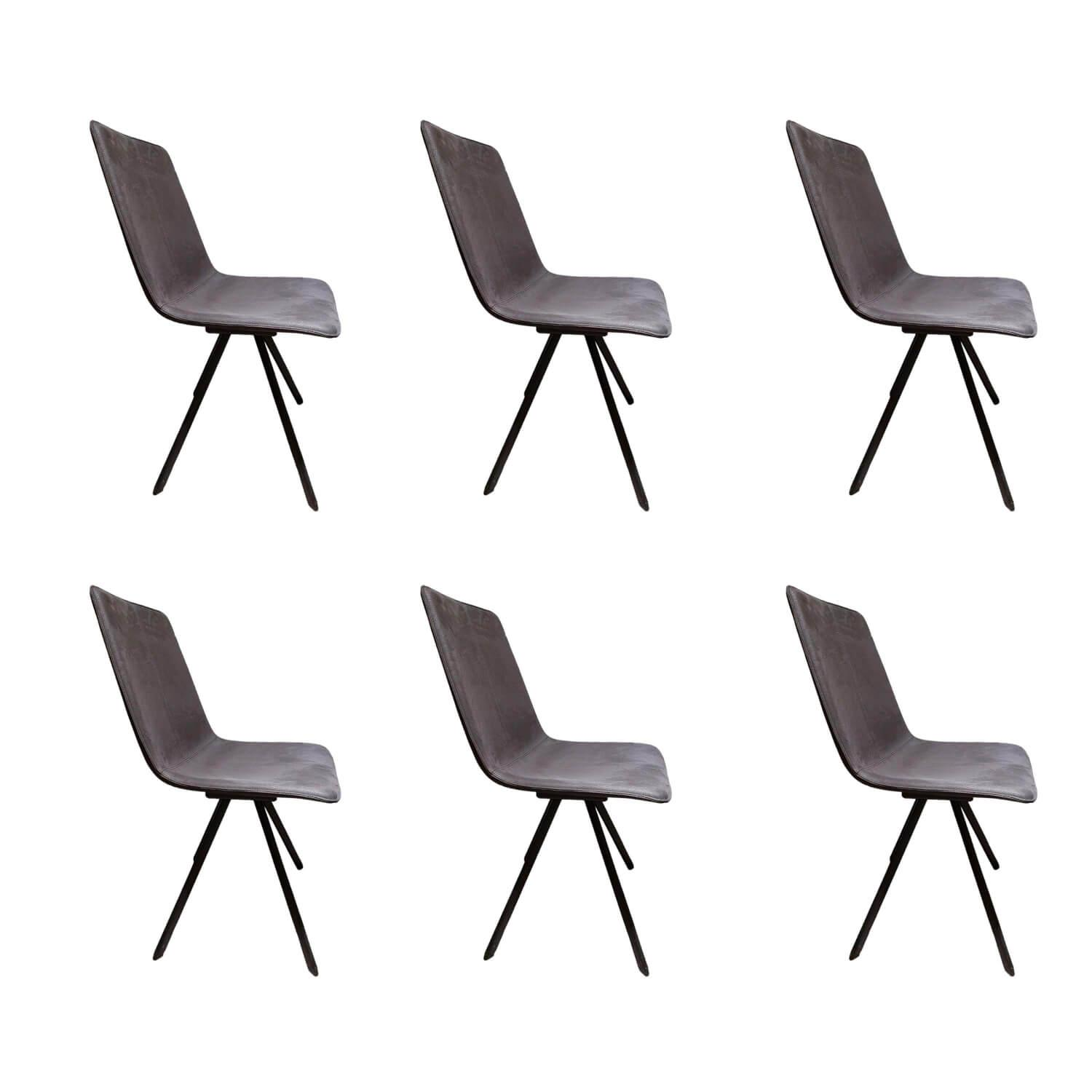 6er Set Stuhl Aria Bezug Stoff Georgia 420 Grau Füße Stahl Pulverbeschichtet Schwarz 2 Stühle Drehbar Ohne Tisch