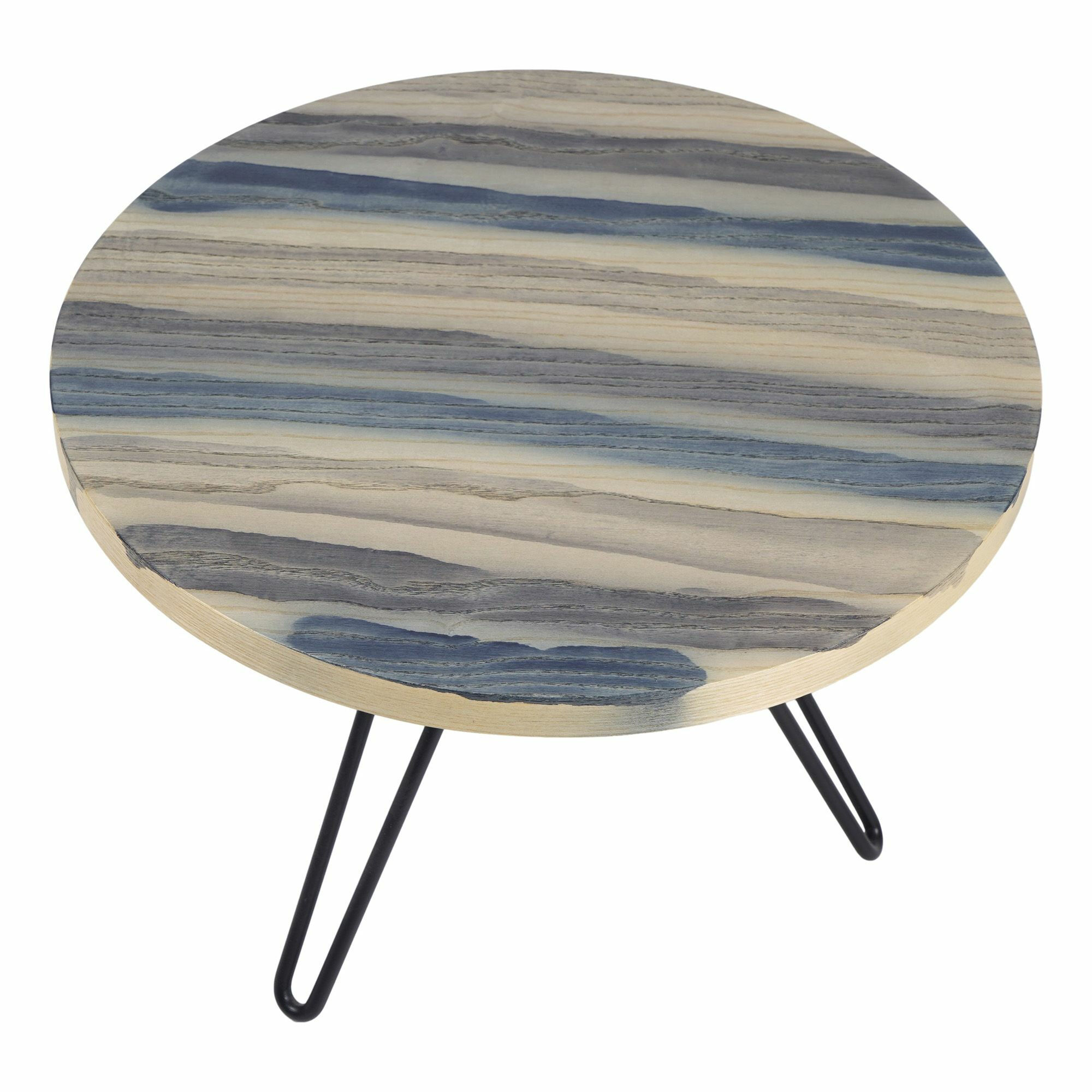 Beistelltisch Overdyed Side Table Platte Indigo Blue Gestell Raw Schwarz