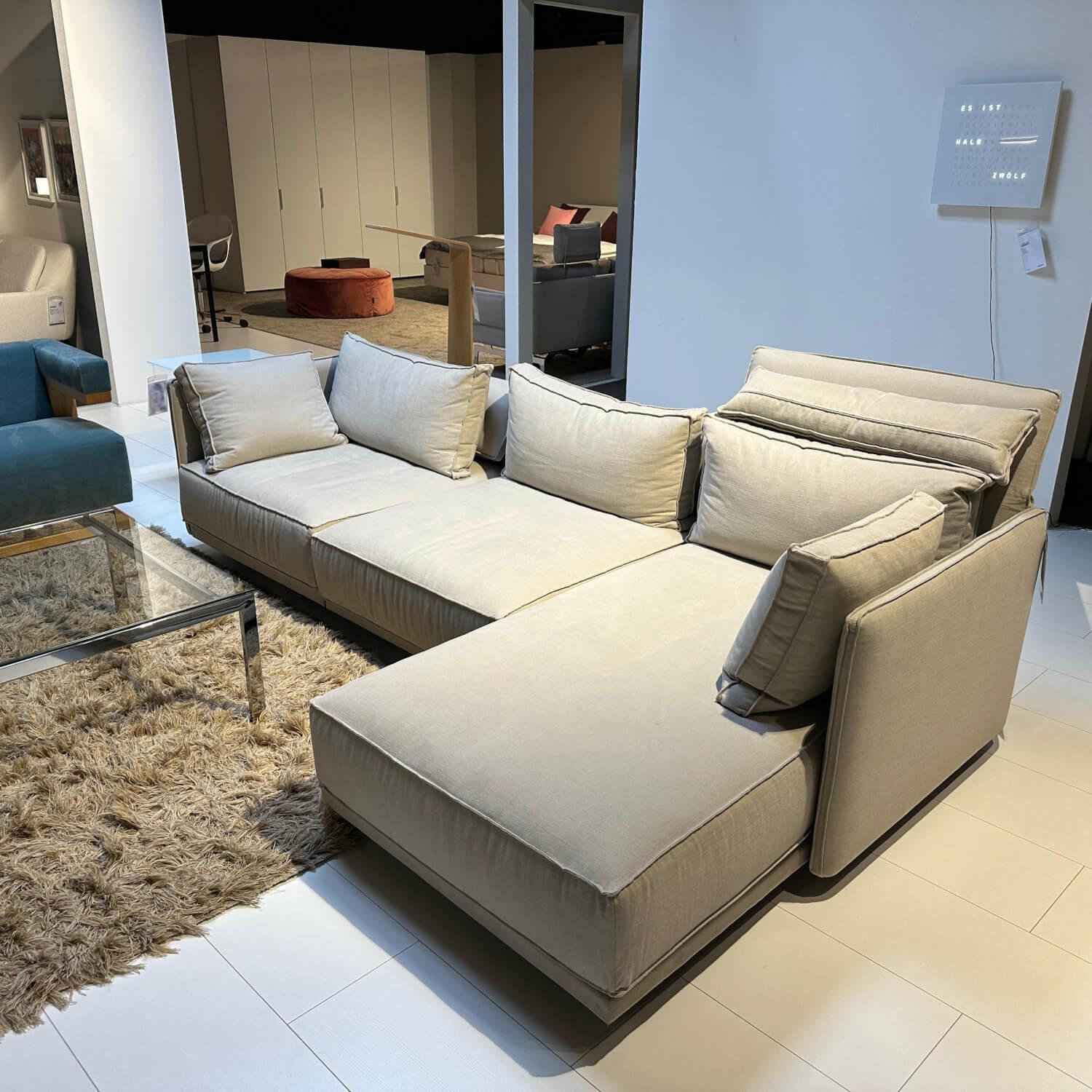 IP Design - Ecksofa Cube Lounge Stoff Hot Madison CH1249 095 Creme Füße Holz Schwarz Lackiert Inklusive Kissen - 8
