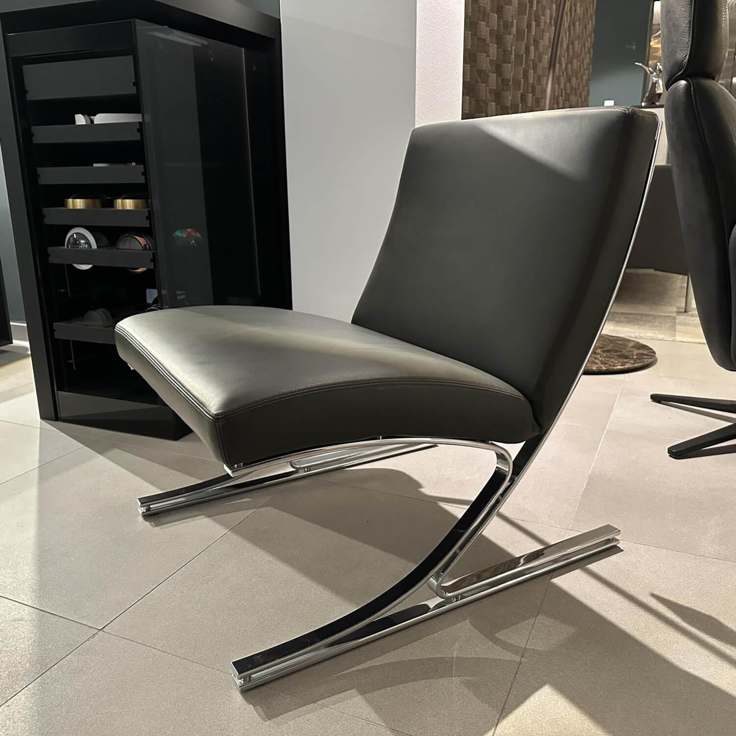Walter Knoll - Sessel Berlin Chair Leder Congress 55 Schwarz Gestell Chrom - 6