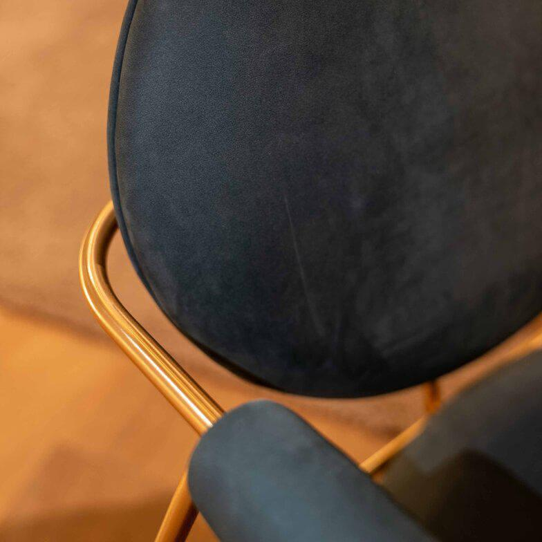 Baxter - Armlehnstuhl Gemma Leder Kashmir Petrol Blau Gestell Messing - 2