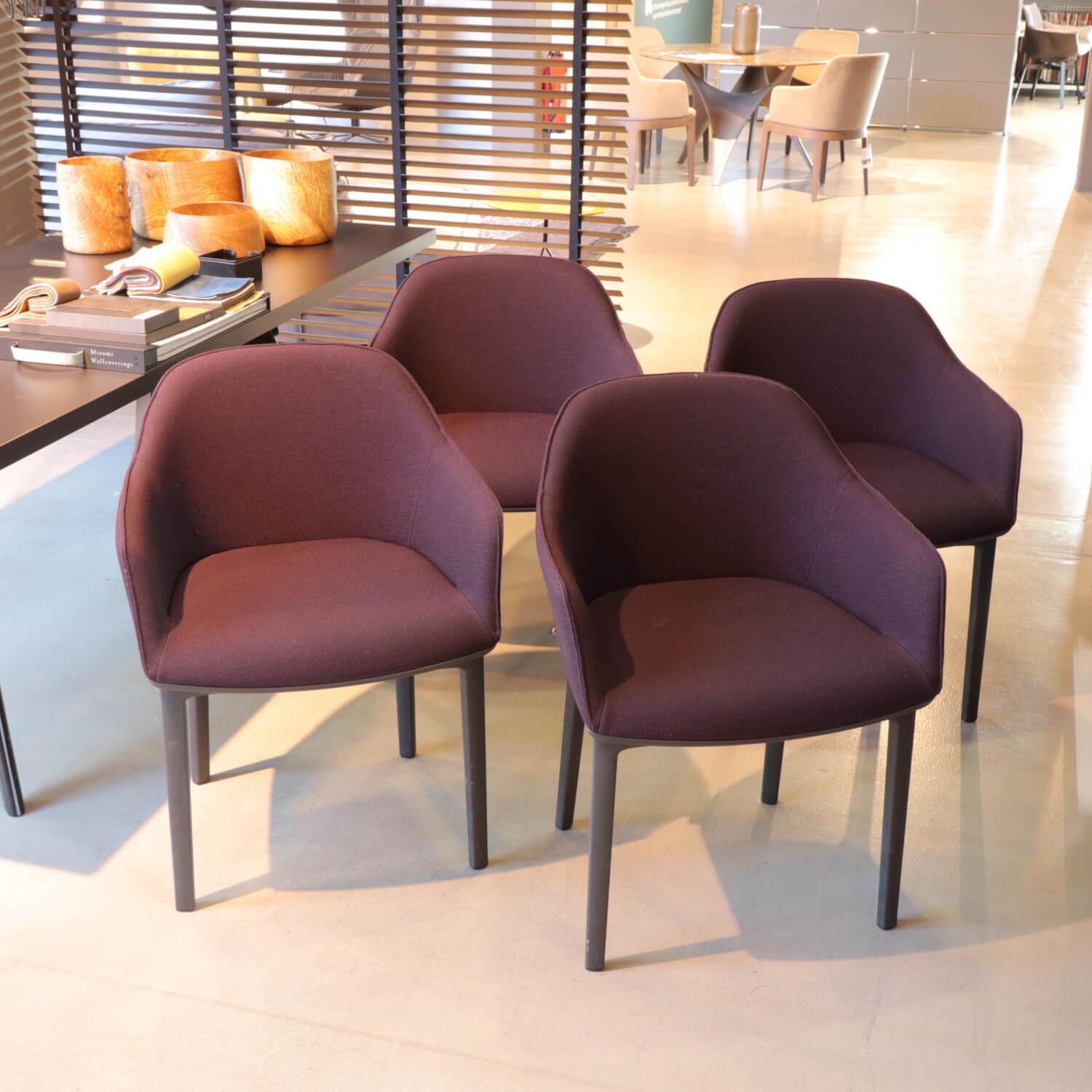 Vitra - 4-er Set Sofstshell Chair Stoff Credo Aubergine Gestell Dunkelbraun - 8