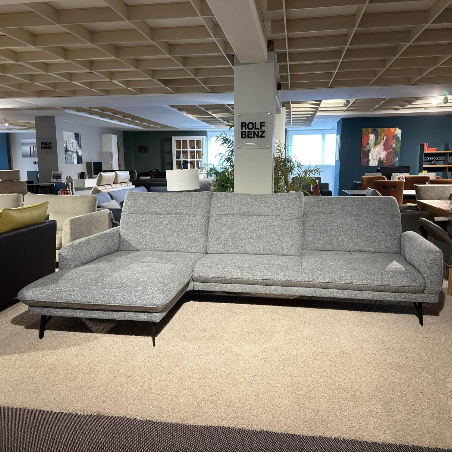 freistil Rolf Benz - Ecksofa 1560 Stoff 10 Bahama Grey Grau Fuß Metall Anthrazit - 4