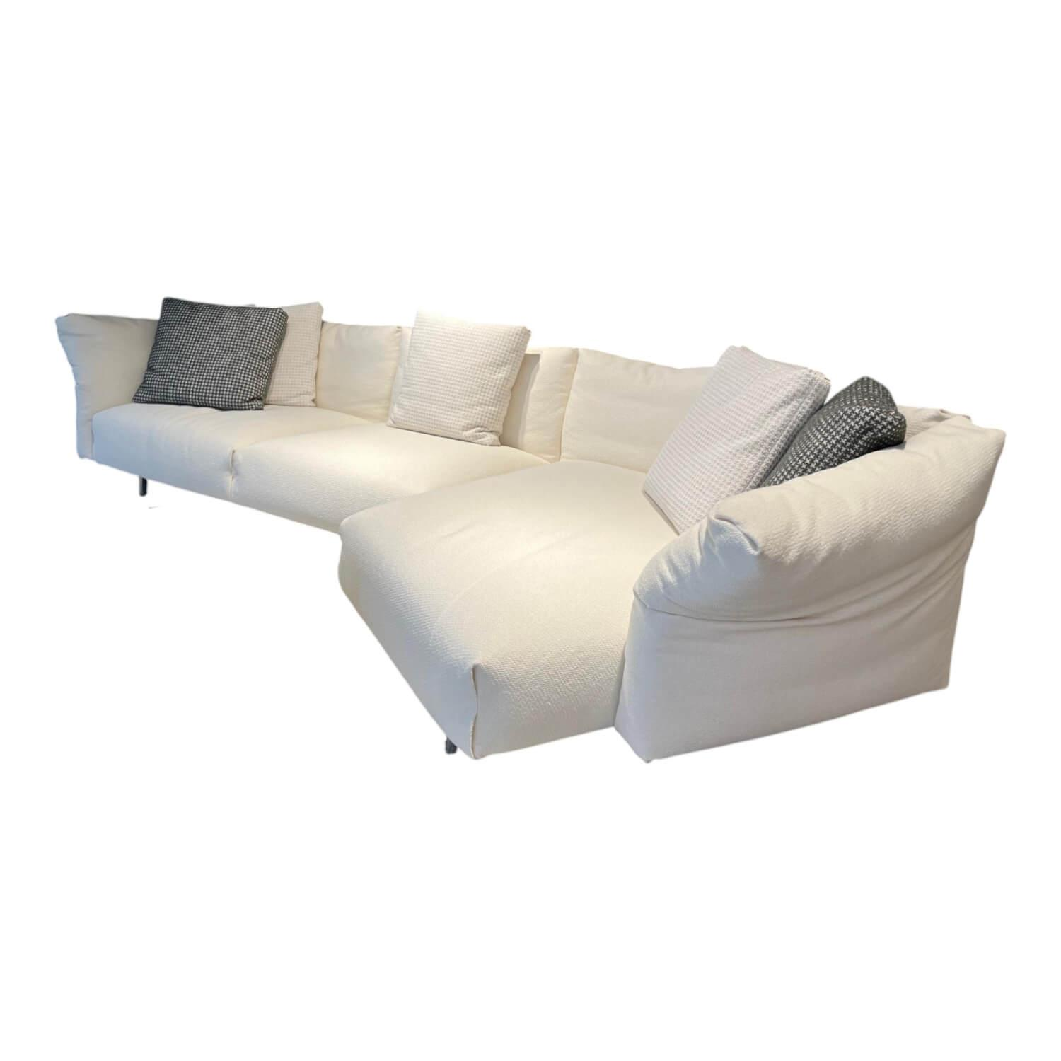 B&B Italia - Sofagruppe Dambo Stoff 2840100 Lissy Weiß Füße 0189A Alu Glanzpoliert Inklusive Kissen - 1