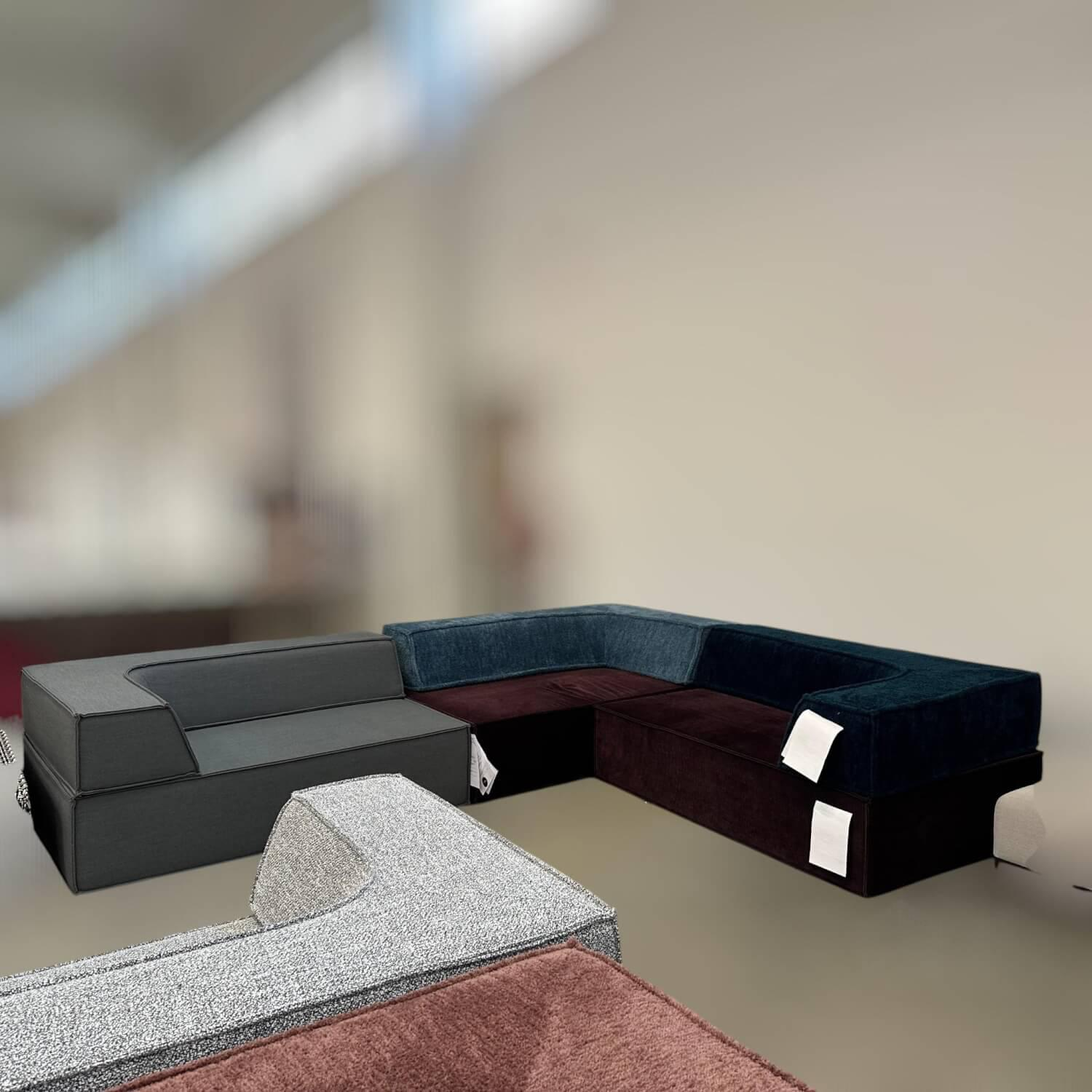 COR - Ecksofa Trio Stoff 9043 Petrol Blau 9074 Merlot Rot 9578 Grau Und 9044 Gletscherblau - 6