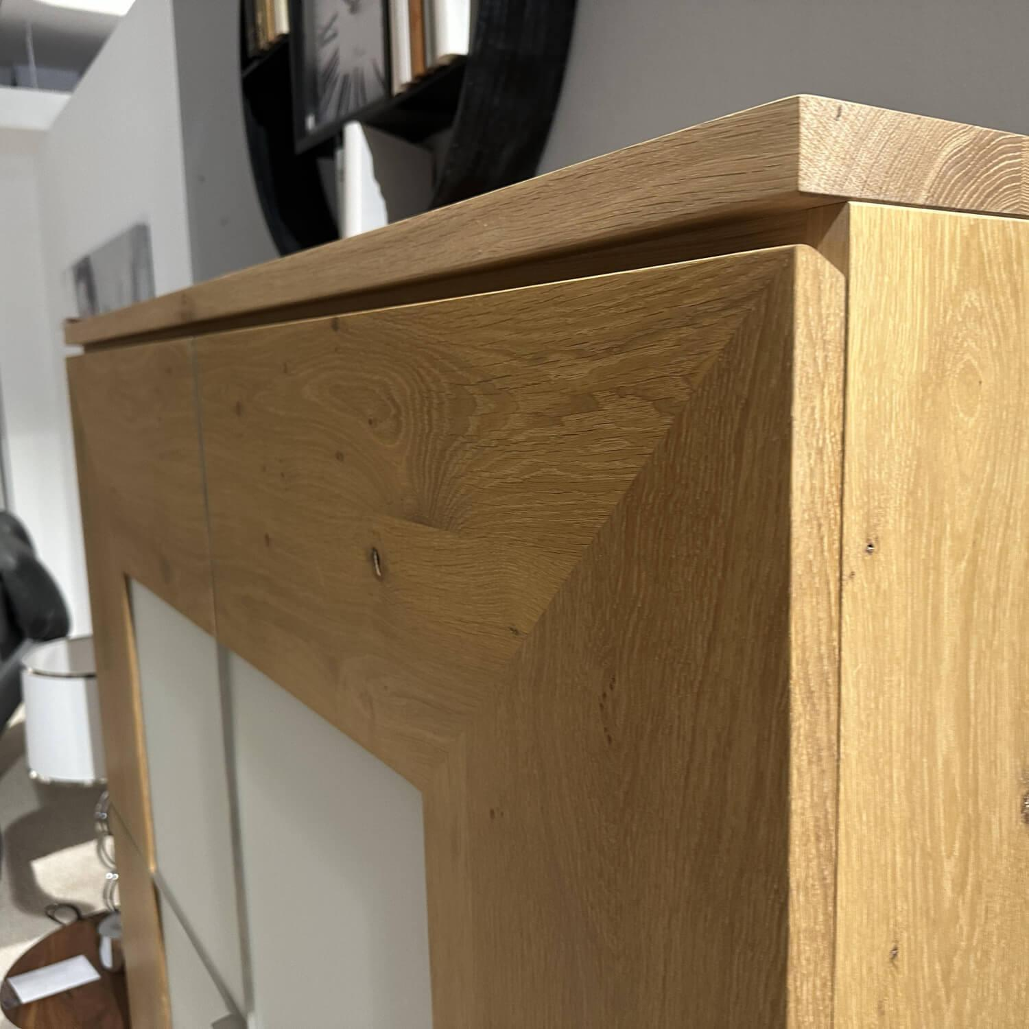 Scholtissek - Schrank Varus Knorrige Eiche Puro Geölt Türen Glas Optiwhite 9010 Weiß Matt 2 Türig - 6