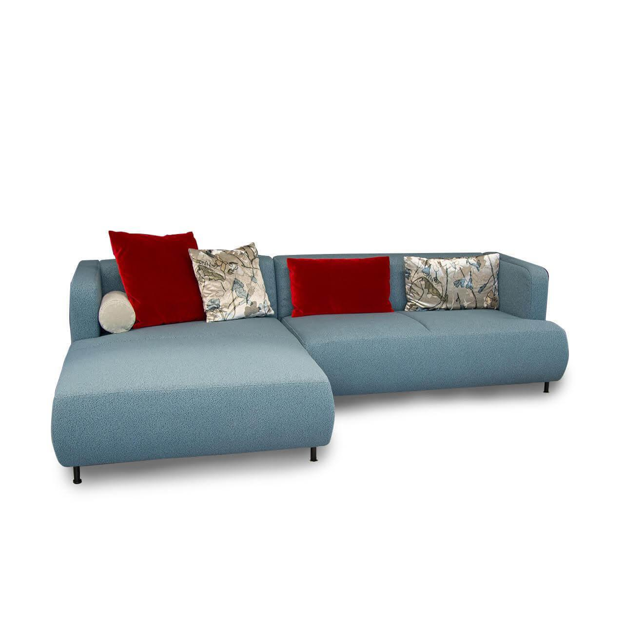 Brühl - Ecksofa Aoyama Stoff 5275 61 Blau Füße Schwarz Mit Kissen - 1