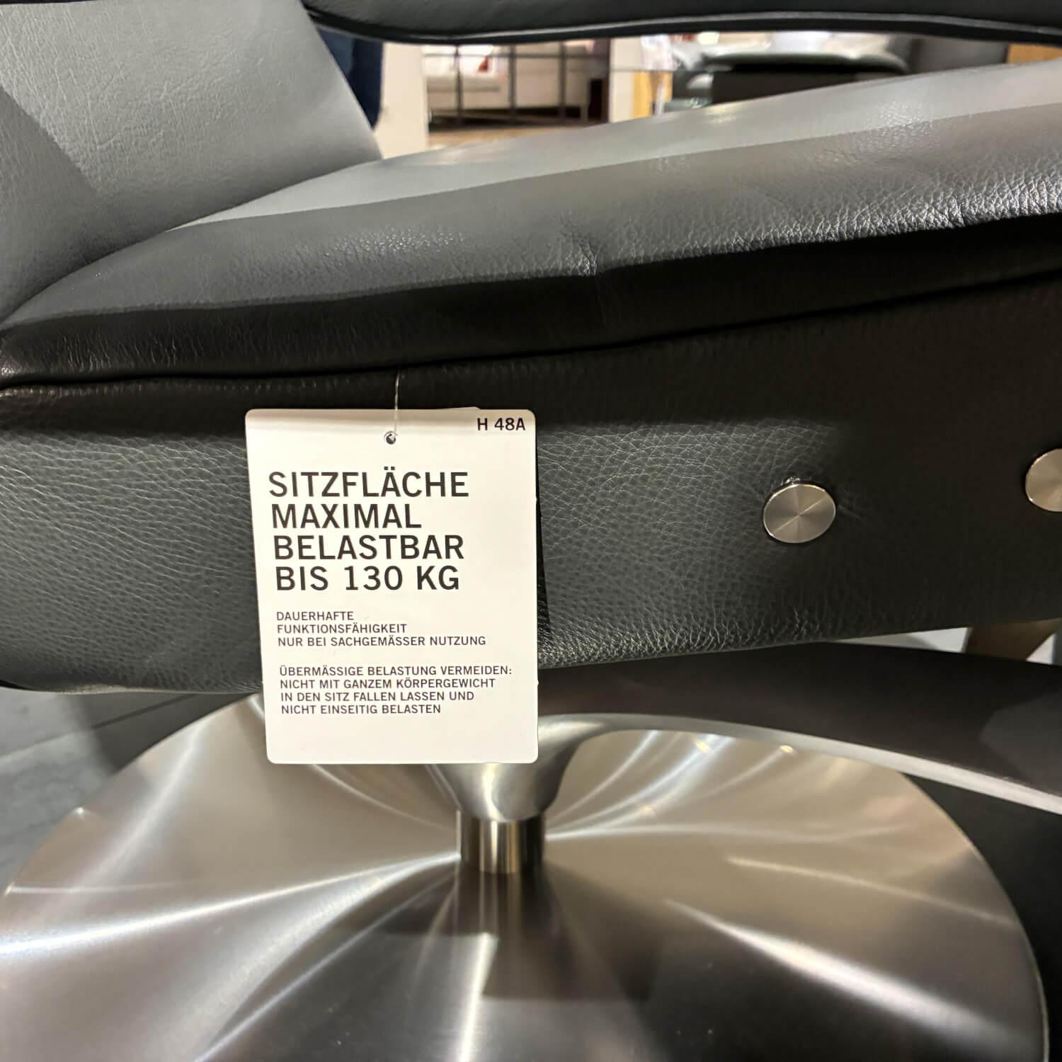 Koinor - Sessel Yoko No 5 Leder C-Classic Pepper Schwarz Gestell Drehteller Nickel Silber Satiniert - 3