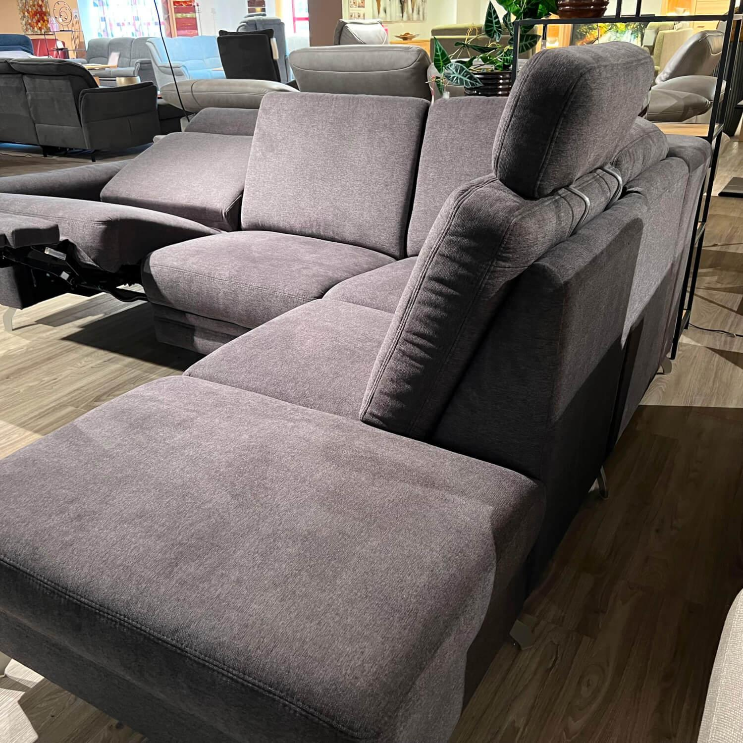Gruber - Ecksofa Calma 4 Und Sessel Casada Premium 1810 Stoff Costa Anthrazit  Füße Metall Silber Und Metall Schwarz - 5
