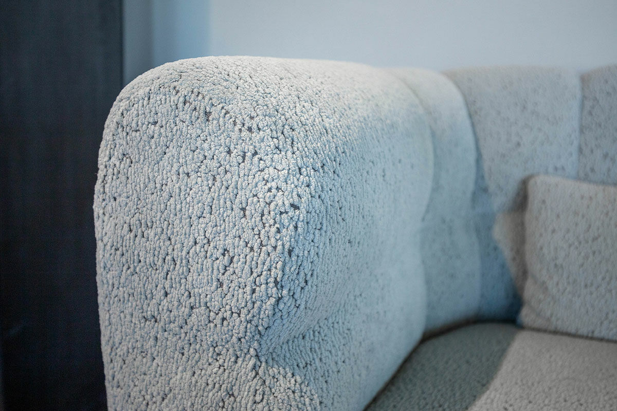 Brühl - Sofa Magnolia Stoff 6450-93 Blaugrau Gestell Metall Schwarz mit Hocker - 6