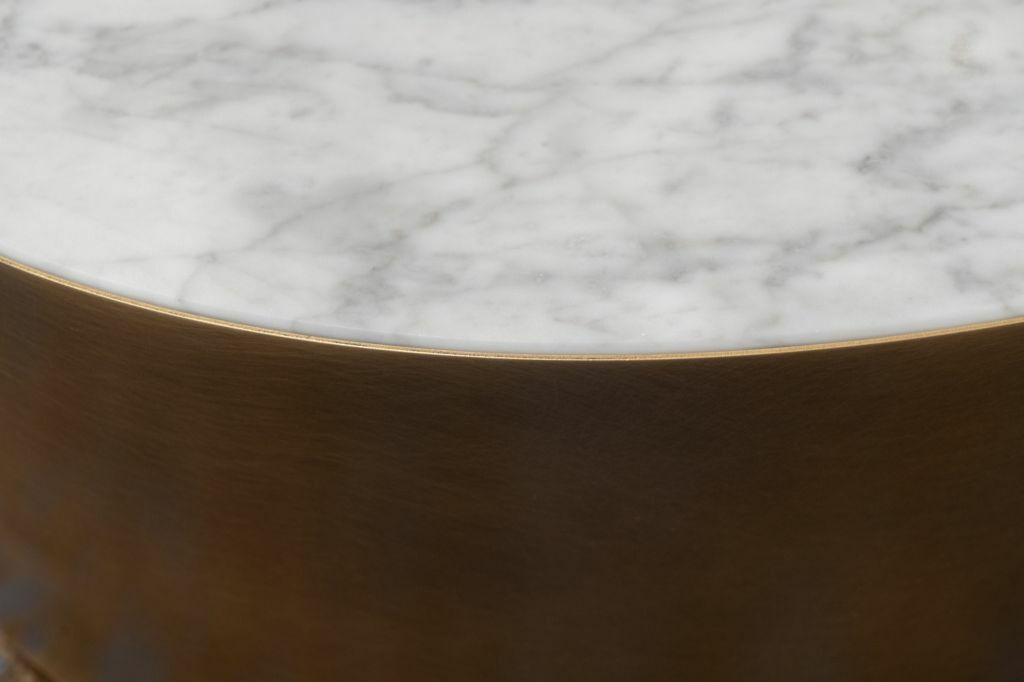 Meridiani - Couchtisch Belt Oval Platte Marmor Carrara Gioia Messing Bronziert - 2
