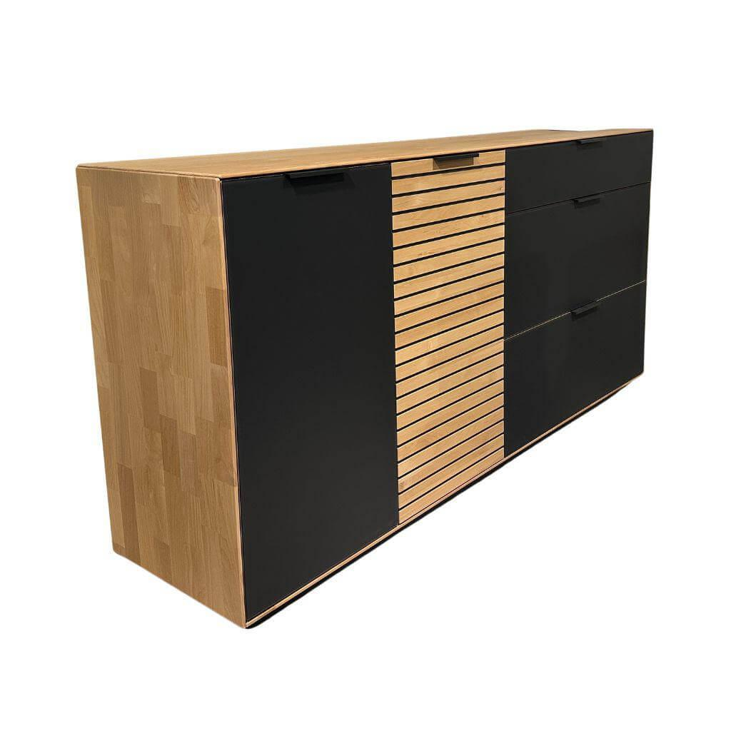 Wöstmann - Sideboard WM 2320 Holz Erle Mattglas Carbon Grau Sockel Carbonfähig - 1