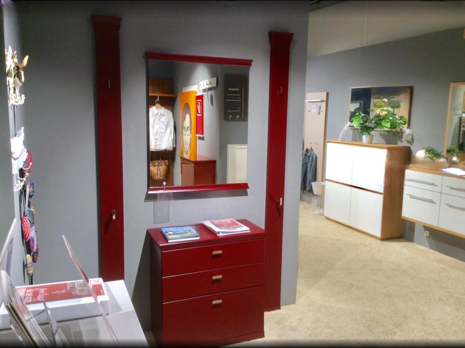 Musterring - Garderobe Korsika Lack Dark Red Rot Griffe Metall - 4