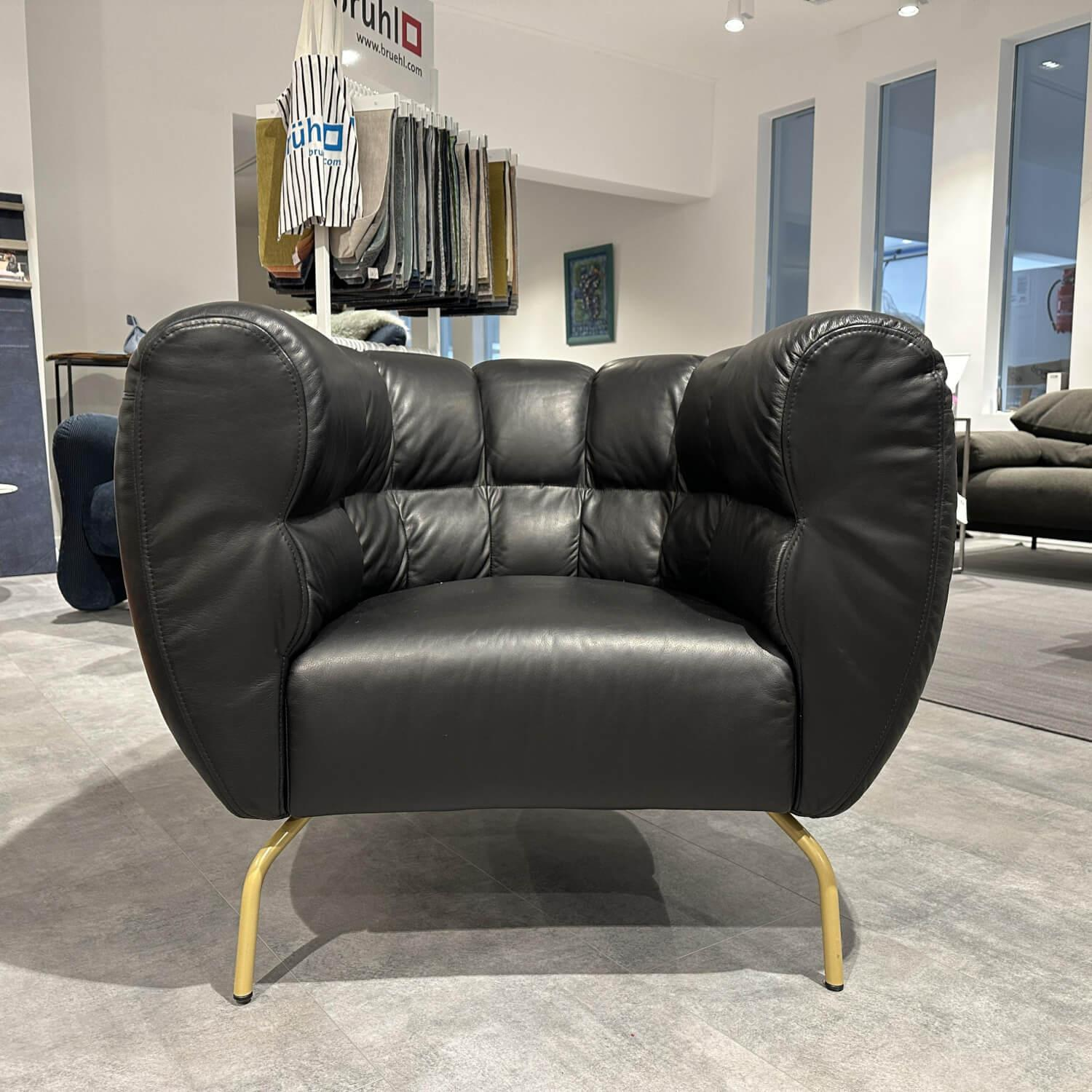 Brühl - Armchair Magnolia 1 Leather 56669 10 Lama Brown Feet Metal Gold-colored Powder-coated - 8