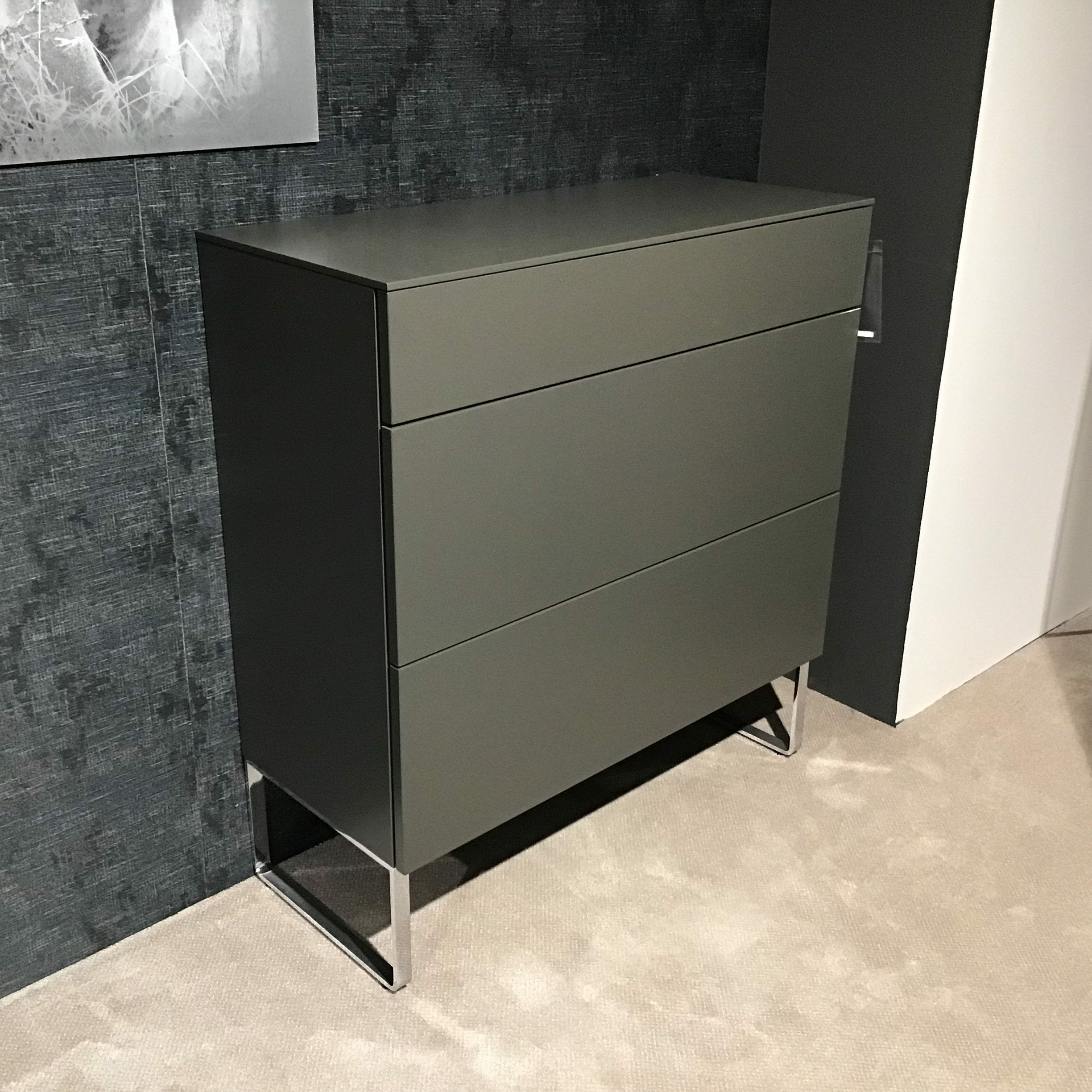 Hülsta - Highboard Neo Lack Grau Gestell Chrom Mit 3 Schubladen - 5