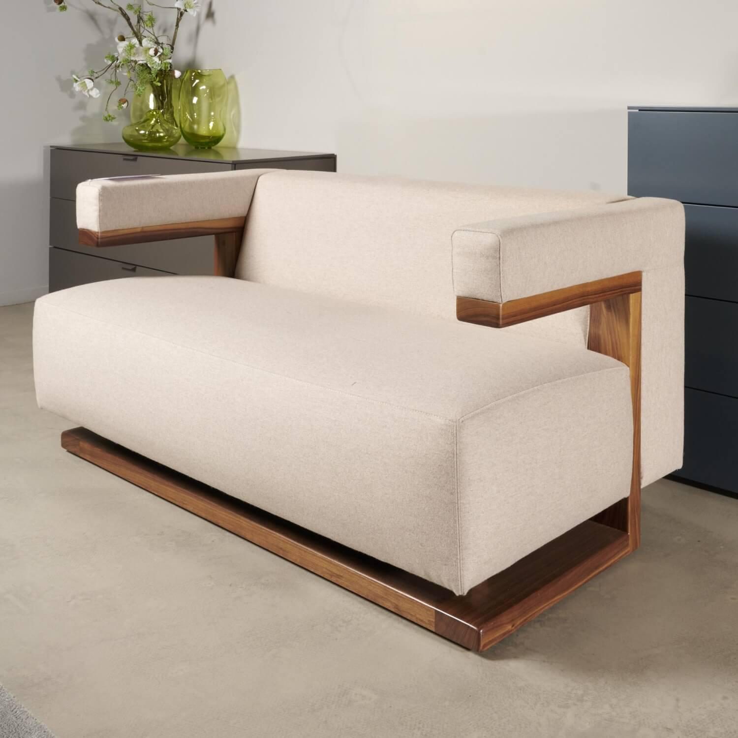 Tecta - Sofa F51 2 Stoff Doma Beige Grau Gestell Nussbaum Massiv - 3