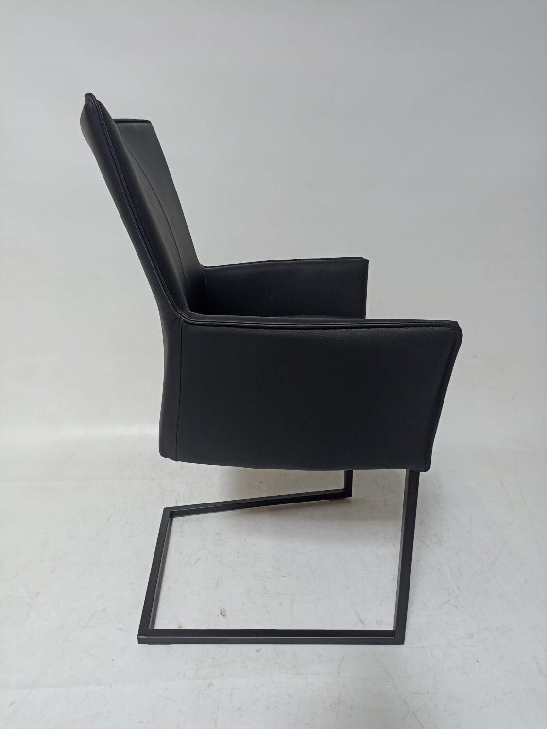 4er-Stuhlgruppe Basil Leder Toledo Nero Quadratrohr Schwarz