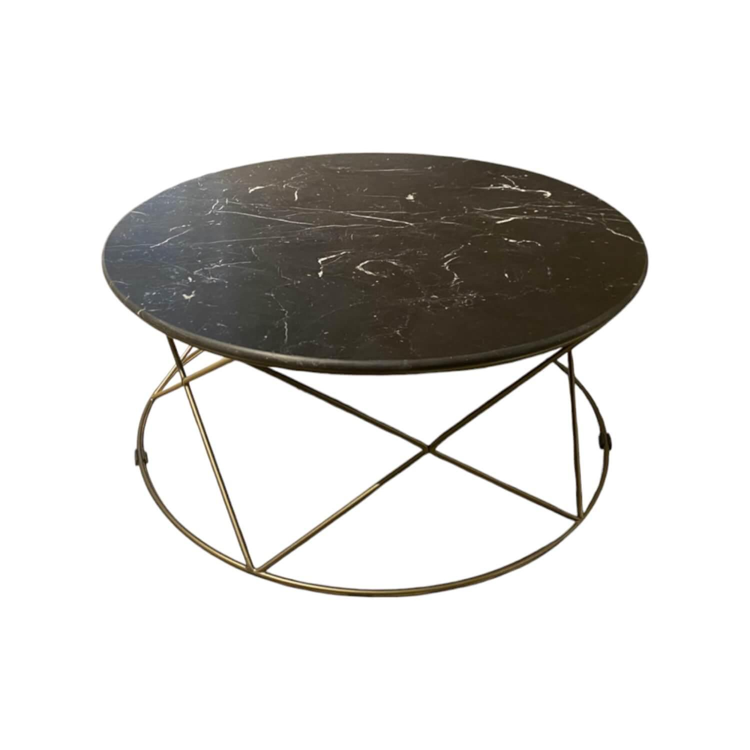 Christine Kröncke - Couchtisch Moi Platte Marmor Nero Marquina Matt Schwarz Gestell Bronze Matt Pulverbeschichtet - 1