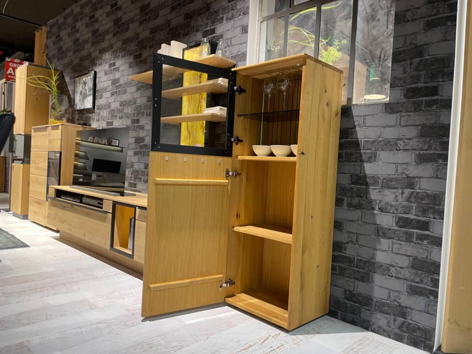 WK Wohnen - Highboard WK 490 Baristo 180180 Asteiche Massiv Natur 2502 Belassen Geölt Mit LED Beleuchtung - 5