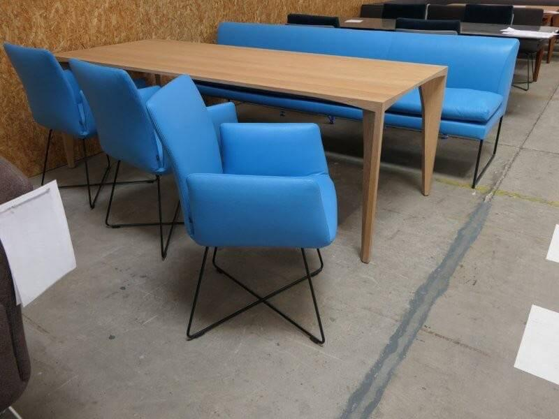 COR - Esszimmergruppe Stuhl Jalis Bank Mell Leder 109 Napoli 5858 Petrol Blau Gestell Schwarz  Tisch Delta Eiche Massiv - 9