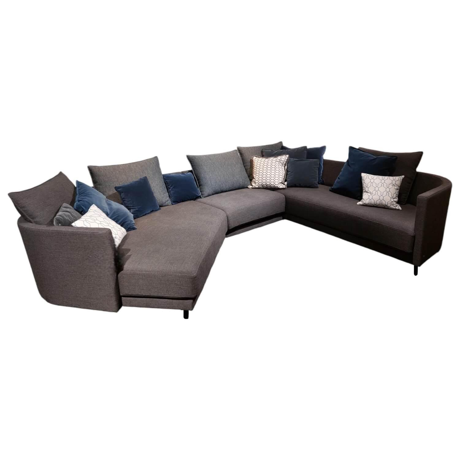 Rolf Benz - Ecksofa Onda Stoff 17.300 Dunkel Schwarz Grau Fuß Massivholz Eiche Schwarz Lackiert Inklusive 9 Bliesen Kissen Und 4 Polsterkissen Ohne Couchtisch - 1
