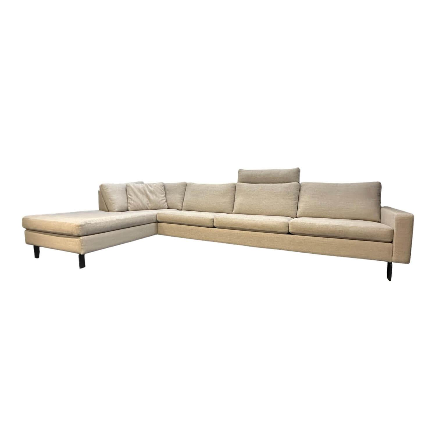 COR - Ecksofa Conseta Bezug Stoff 8081 Muschel Grau Schmalfüße Anthrazit inklusive Kopfstütze - 1