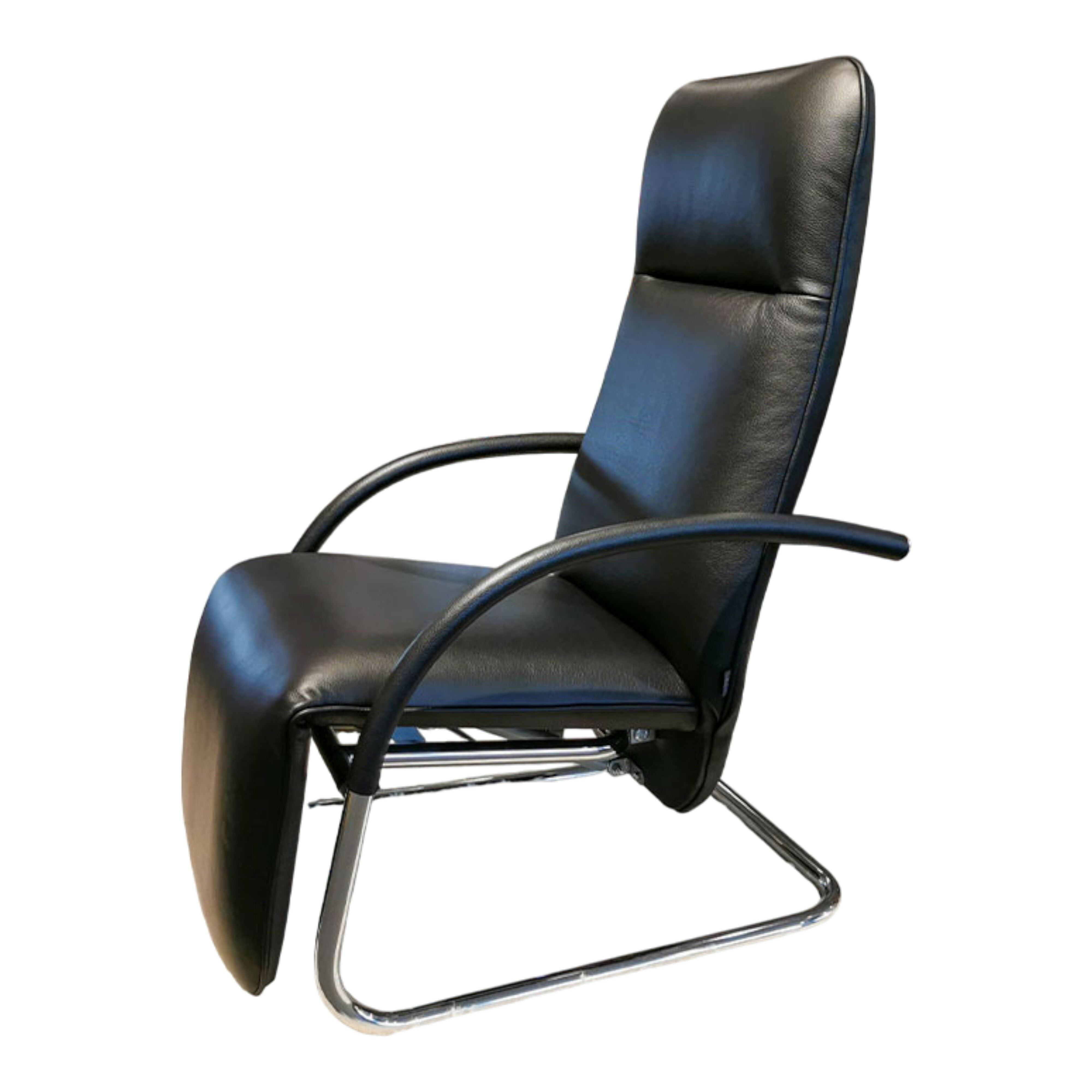 Franz Fertig - Relaxsessel Fino Leder 6405 Nero Schwarz Gestell Chrom Glänzend - 1