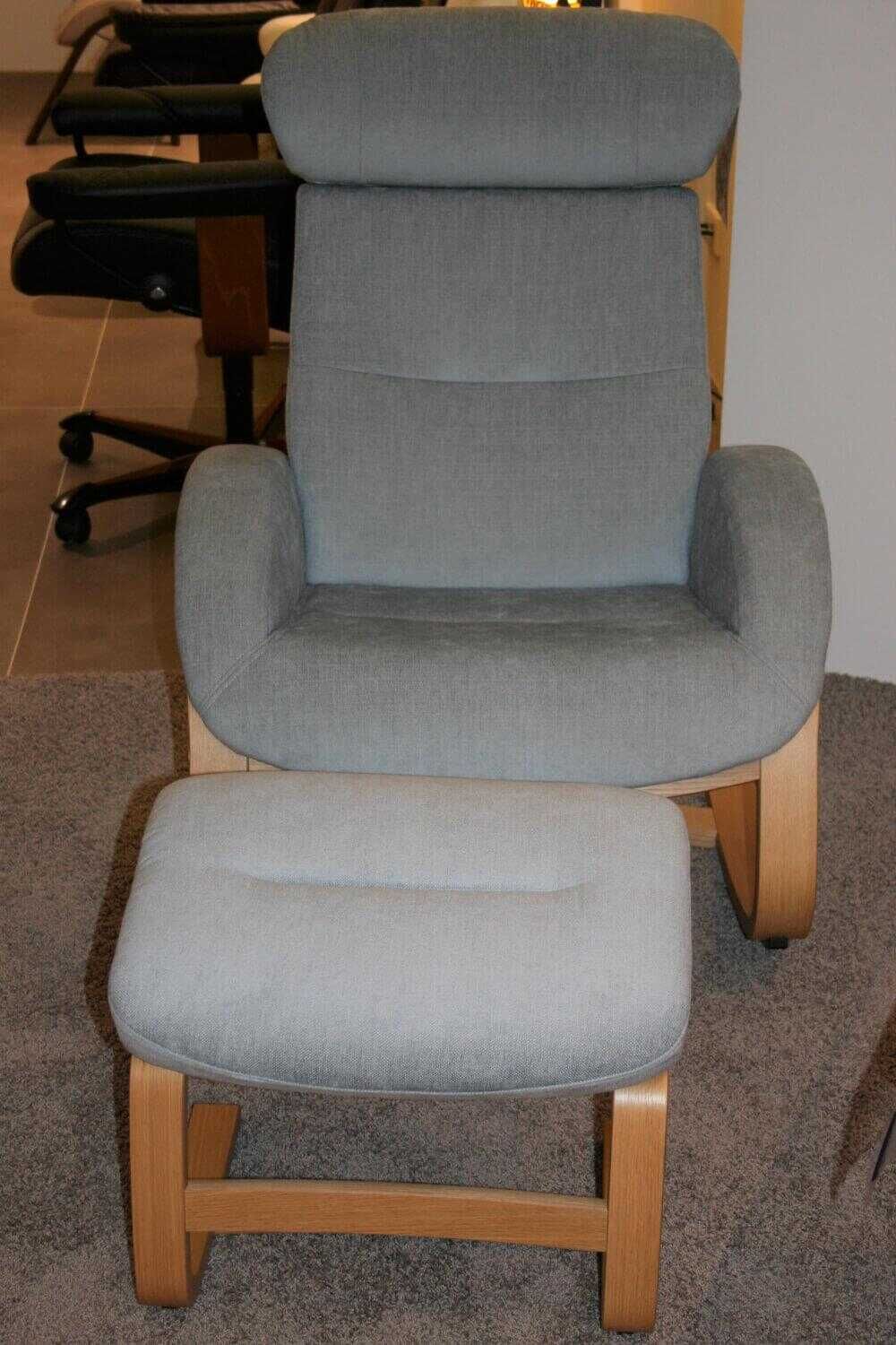 Sessel C-Chair mit Hocker Stoff Blau