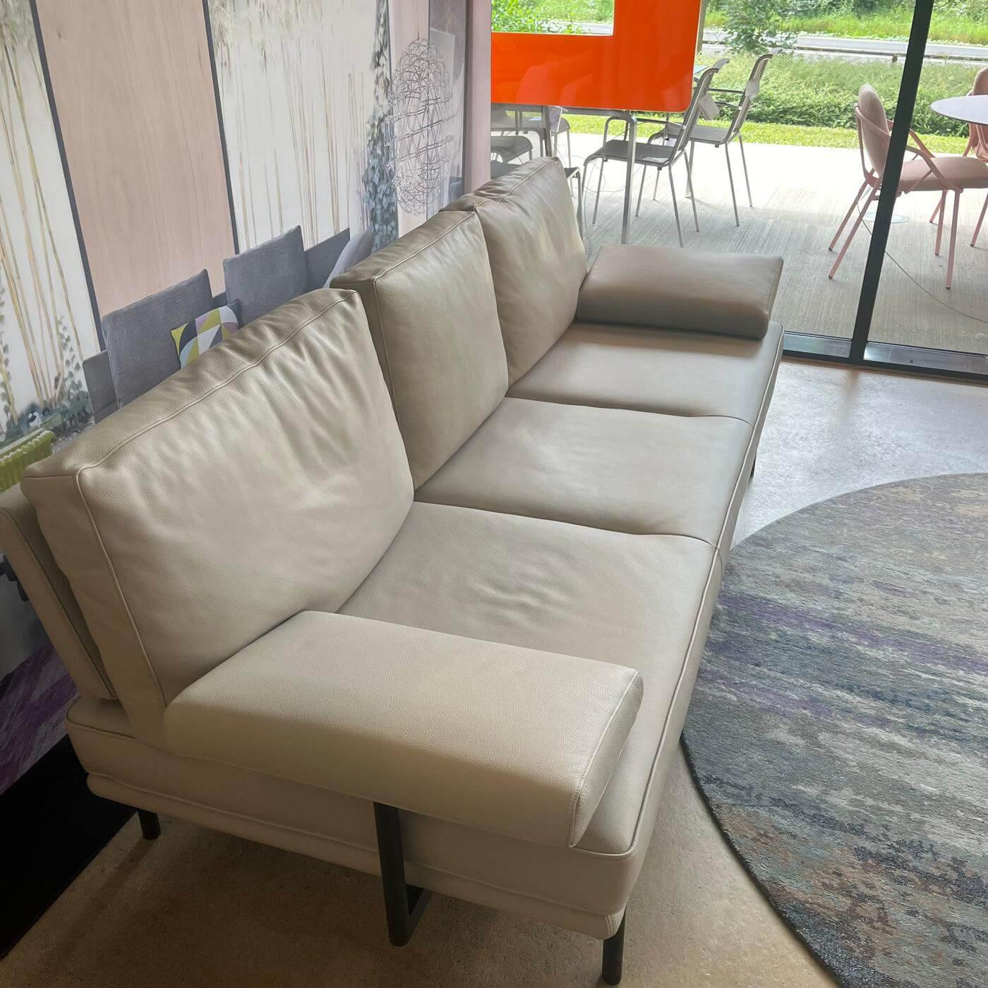 Walter Knoll - Sofa Living Platform 400 30 FLFR Leder Lima Stone Grey Grau Beige Gestell Stahl Schwarz Matt Pulverbeschichtet - 4