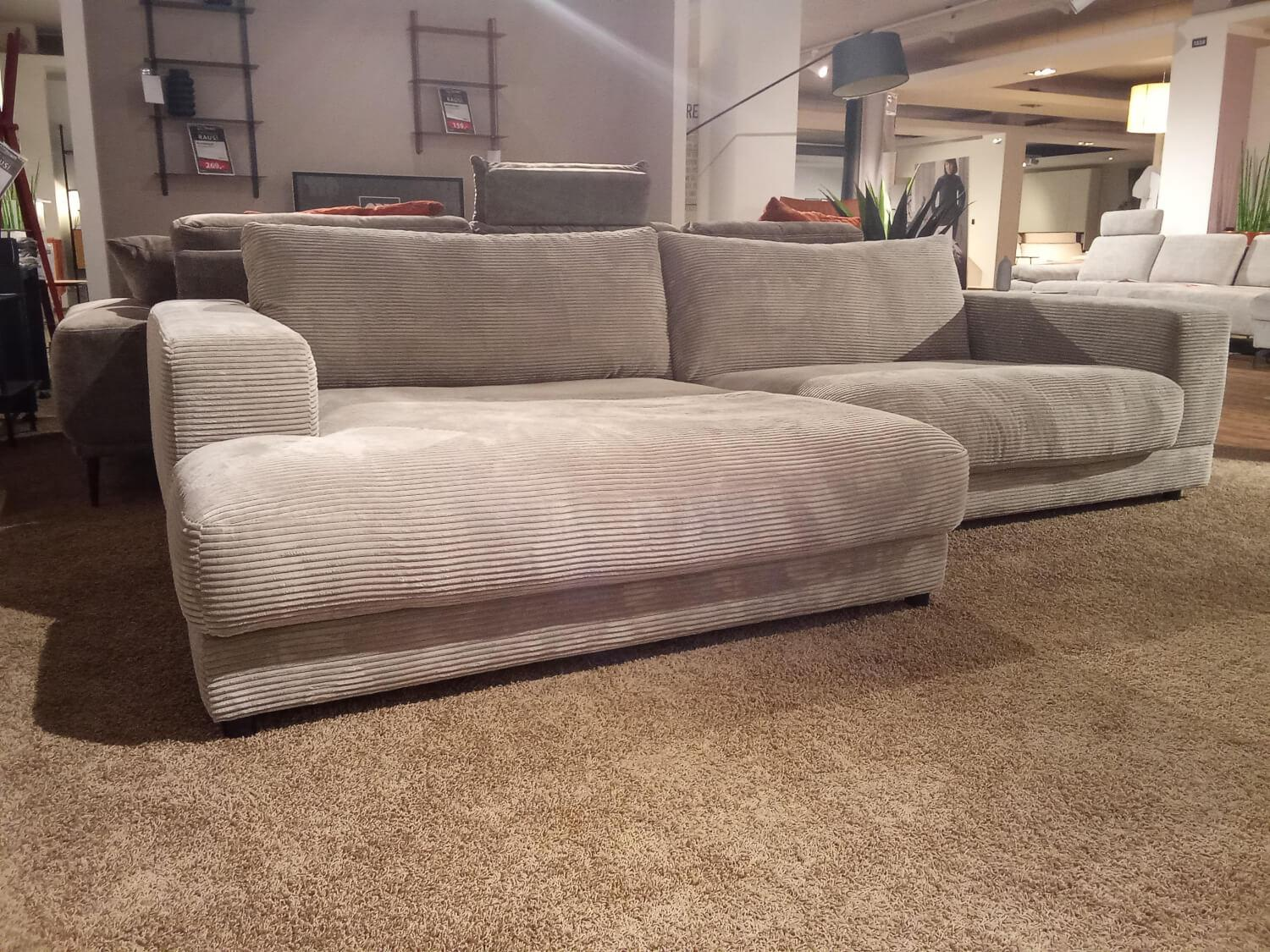 Raum.Freunde - Ecksofa Juni Stoff 6 Cord Stone Grau Füße Kunststoffgleiter Schwarz - 2
