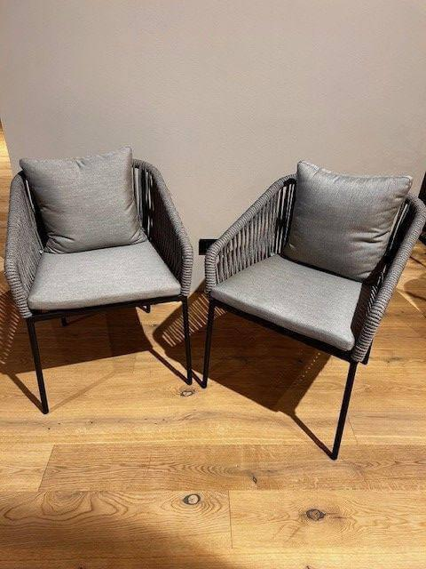 Stern - 2er-Set Outdoor Stuhl Marla Stoff Grau-Braun Gestell Aluminium - 2