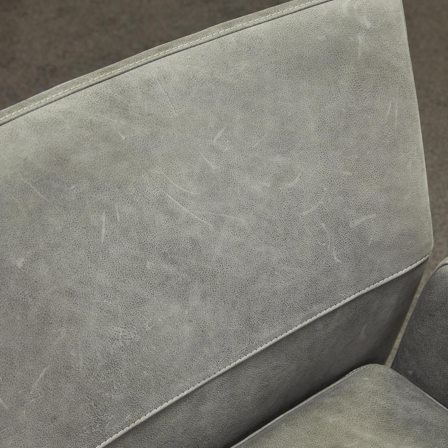 6er-Set Stuhl Carry Leder Sierra Anthrazit Kontrastnaht Beige 4-Fuß Metall Pulverbeschichtet Schwarz