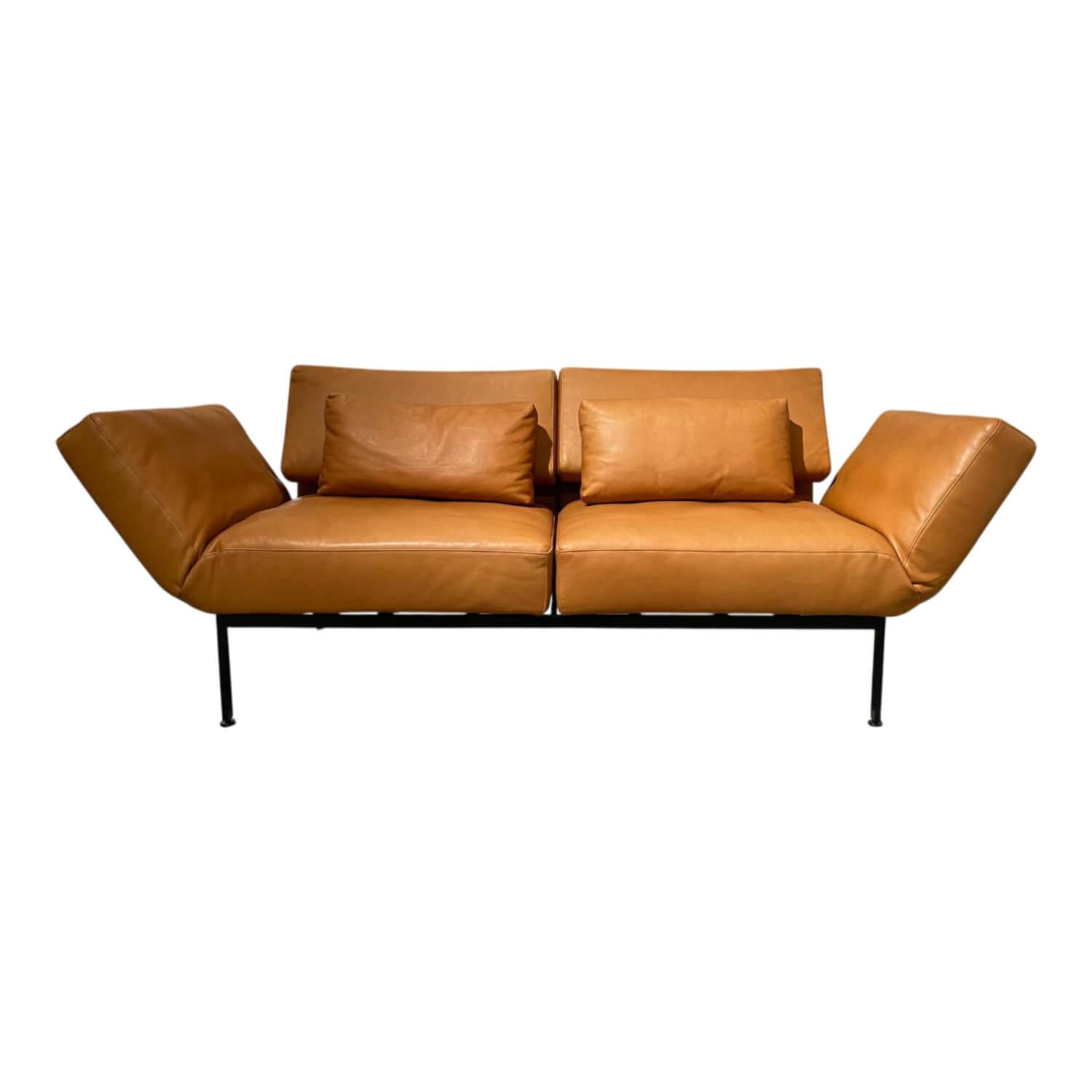 Brühl - Sofa Zweisitzer Roro Soft Medium Leder 570 Pearl Cognac Braun Gestell Schwarz - 1