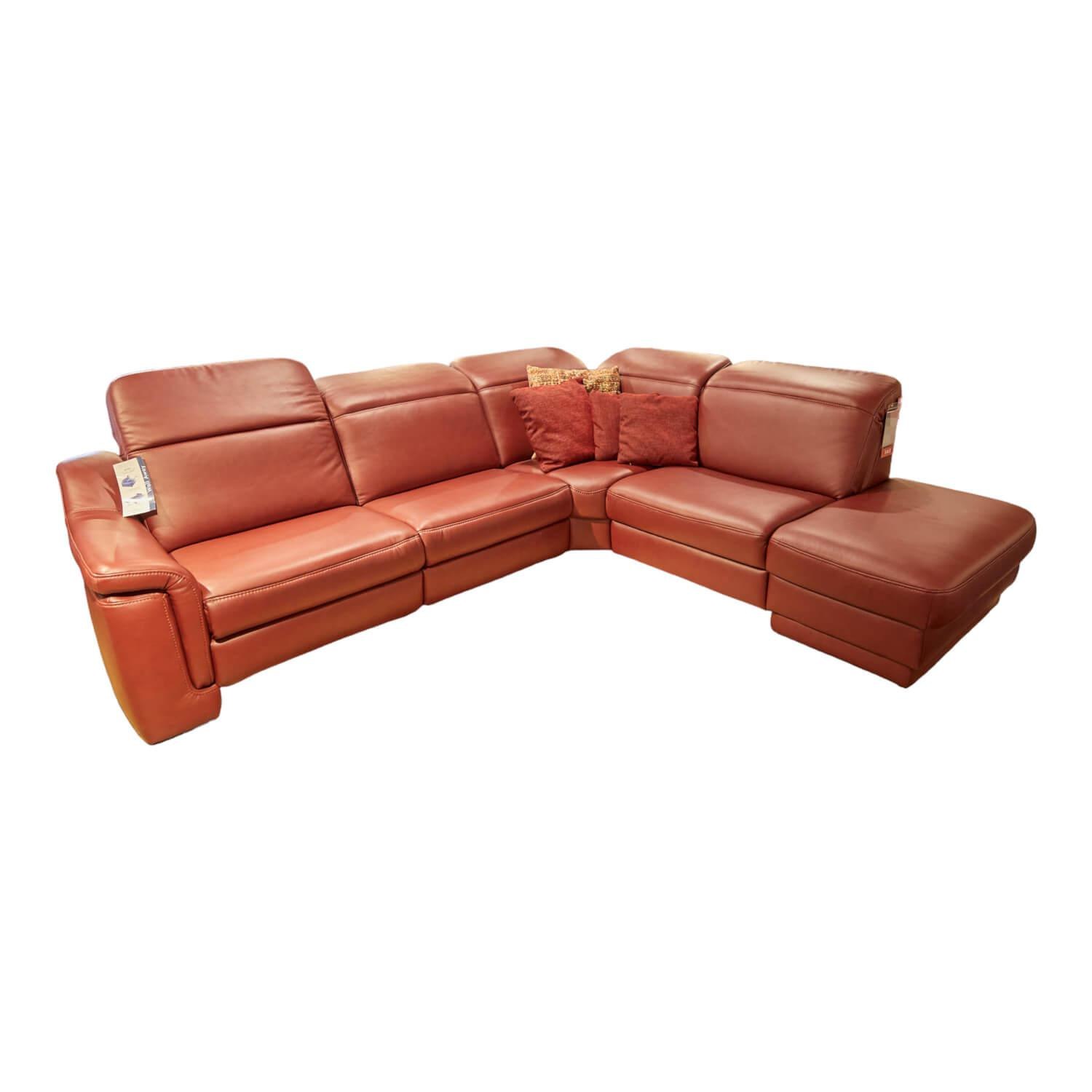 Hukla - Ecksofa IL 4052 Leder Credo Barolo Rot mit motorischen Funktionen - 1