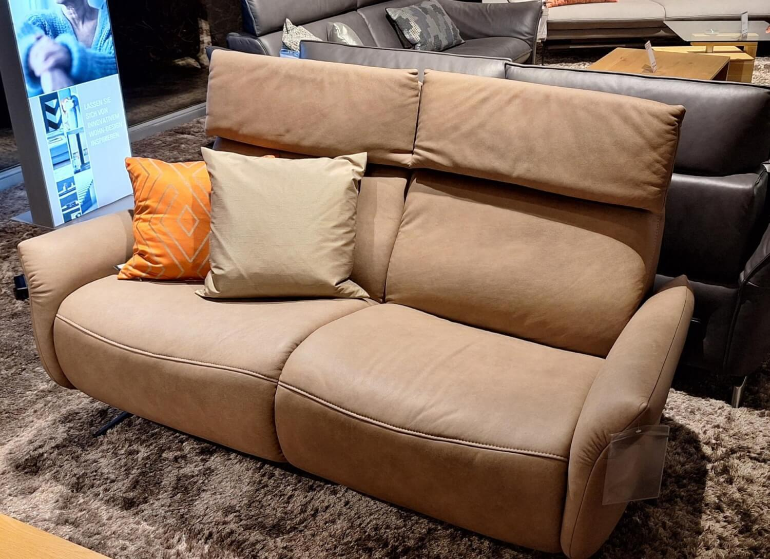 himolla - 2er Set Sofa 4151 Leder 27 Leonessa Desert Beige Metallkufe Anthrazit Mit Motorischer Wall Free Funktion Ohne Dekokissen - 3