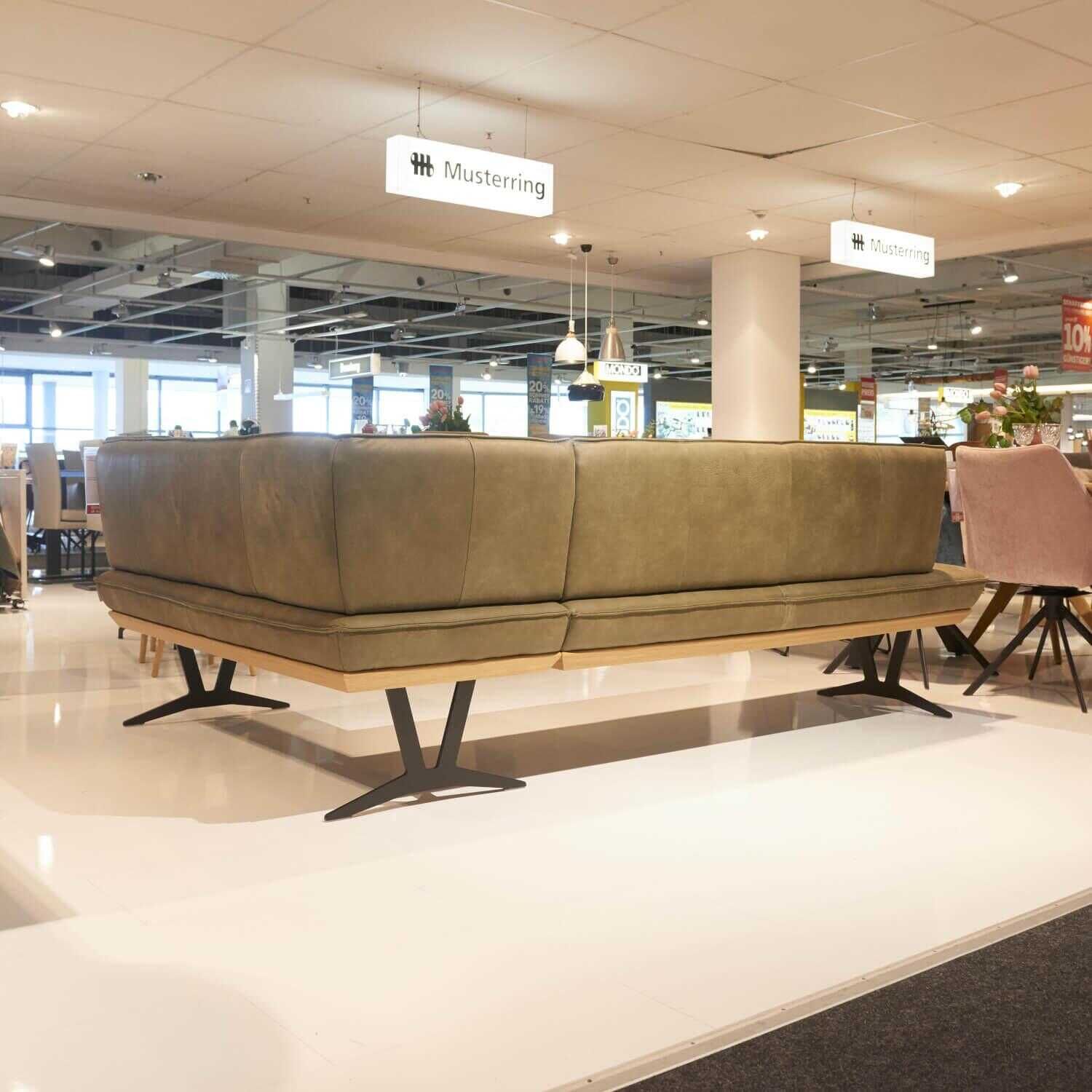 Koinor - Essgruppe Tisch T1005 Eckbank Fraim mit 3 Stühlen S2207 Leder A-India Verde - 1