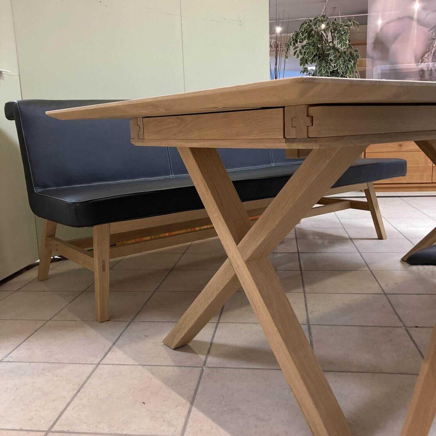 Tischgruppe V-Solid Tisch Ausziehbar Bank Leder Schwarz mit 3 Stühlen