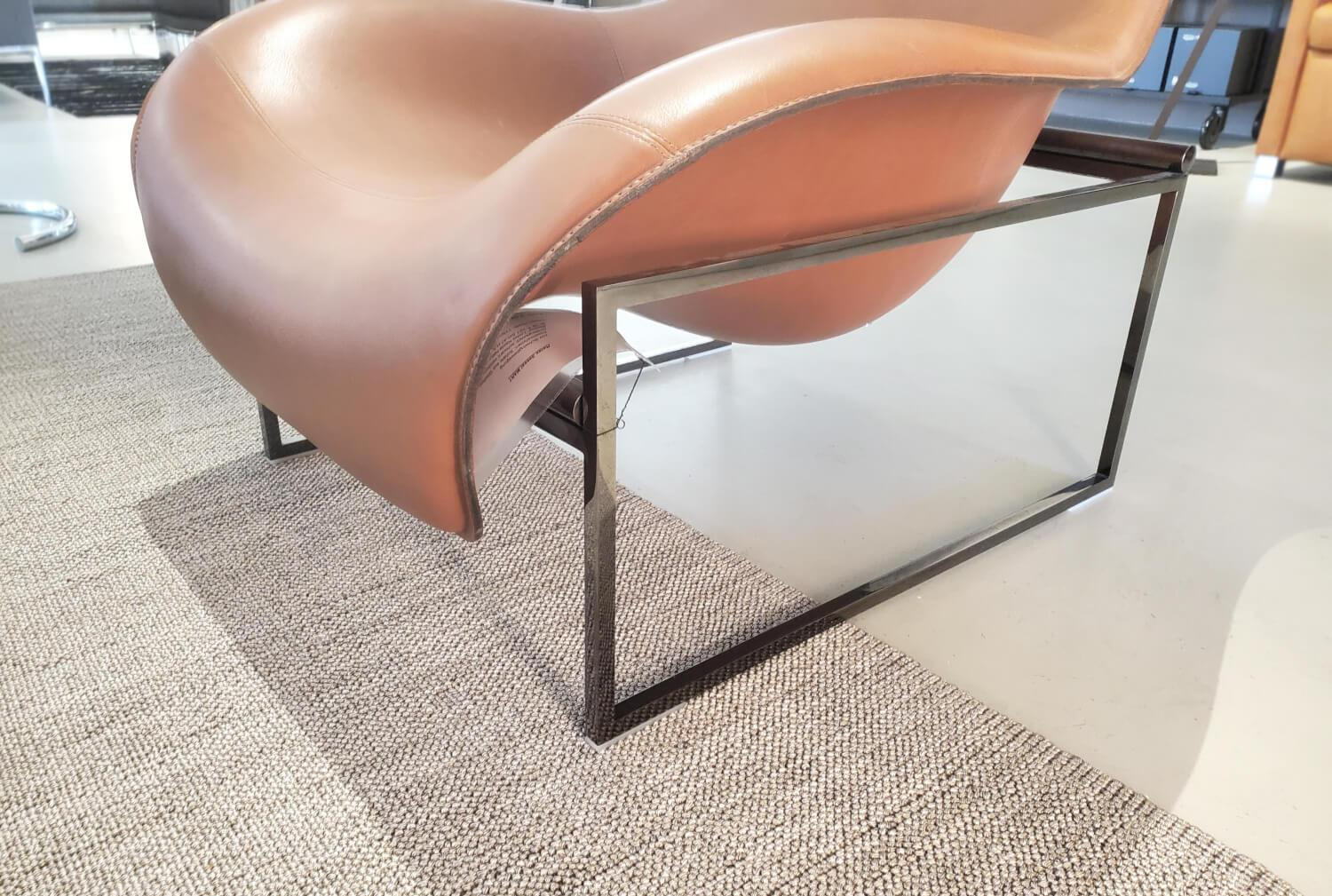 B&B Italia - Schwingsessel Mart Leder Kasia Natur KS310 Braun Gestell Stahl Schwarz Verchromt - 3