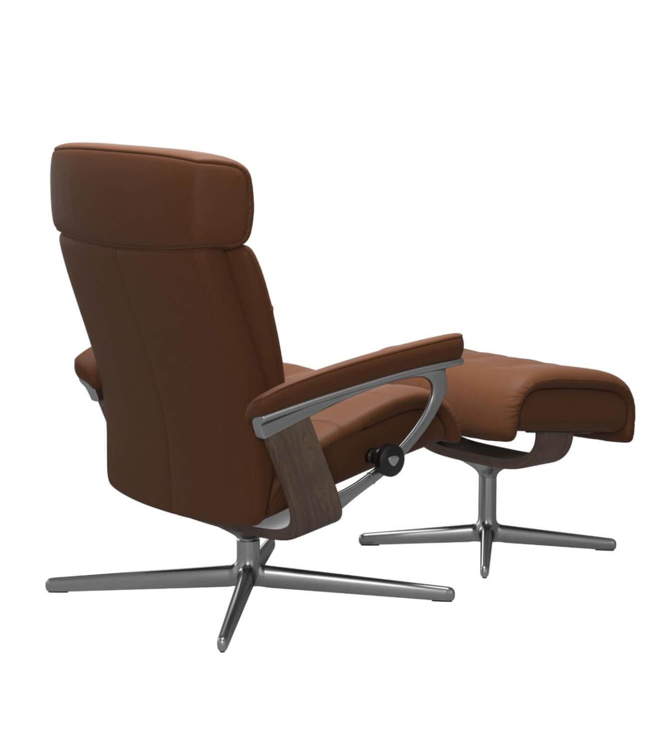 Stressless - Stressless Sessel mit Hocker Erik M Leder Paloma New Cognac Cross Alu - 3