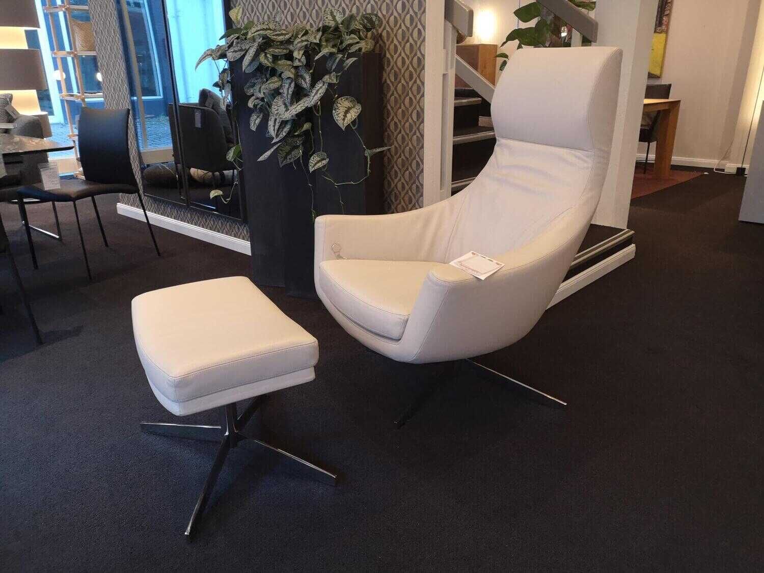 Bielefelder Werkstätten - Sessel Kent Leder Normandie Kiesel Füße Verchromt - 2