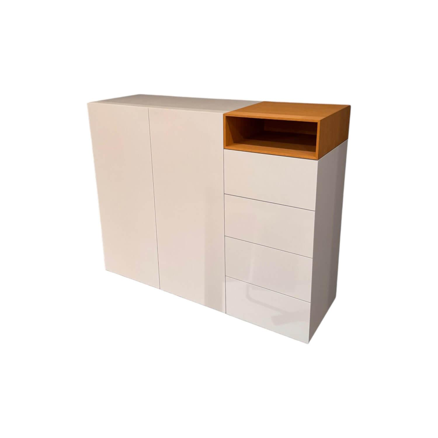 Schönbuch - Sideboard Lack Basisfarbe Grau Weiß Offenes Element Eiche Natur Geölt Mit 2 Türen Und 4 Schubkästen - 1