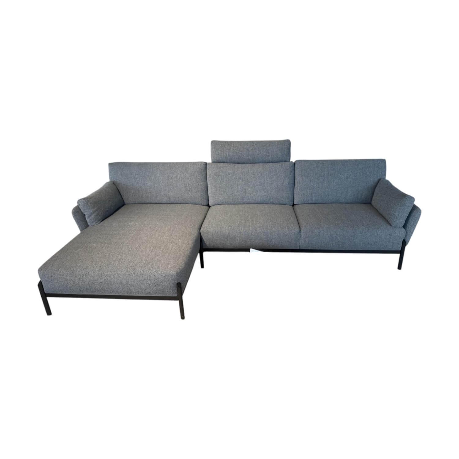 Leolux - Ecksofa Enna Stoff Mondo 007 Piombo Grau Gestell Epoxa Granite Anthrazit Matt Inklusive Kopfstütze - 1