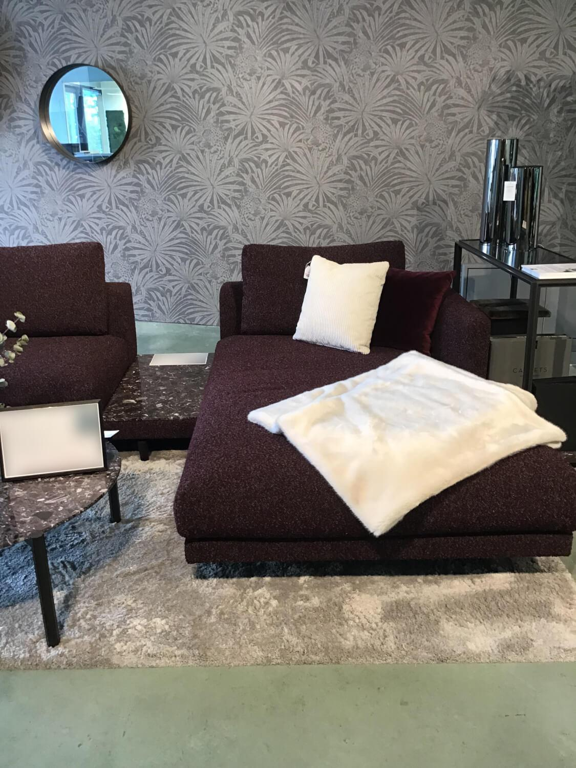 Bielefelder Werkstätten - Sofa Long Island Stoff Cooper BW 1779 111 Rot Fuß Eiche Wengefarbig Gebeizt Schwarz Inklusive Tisch Terrazzo Levanto Und Kissen - 7