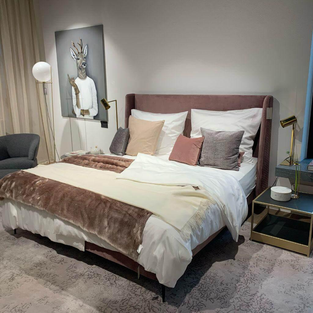 Beluga - Boxspringbett Sportage Stoff Sweet 011 Violett Füße Alu Schwarz Matt Inkl. Matratzen - 7