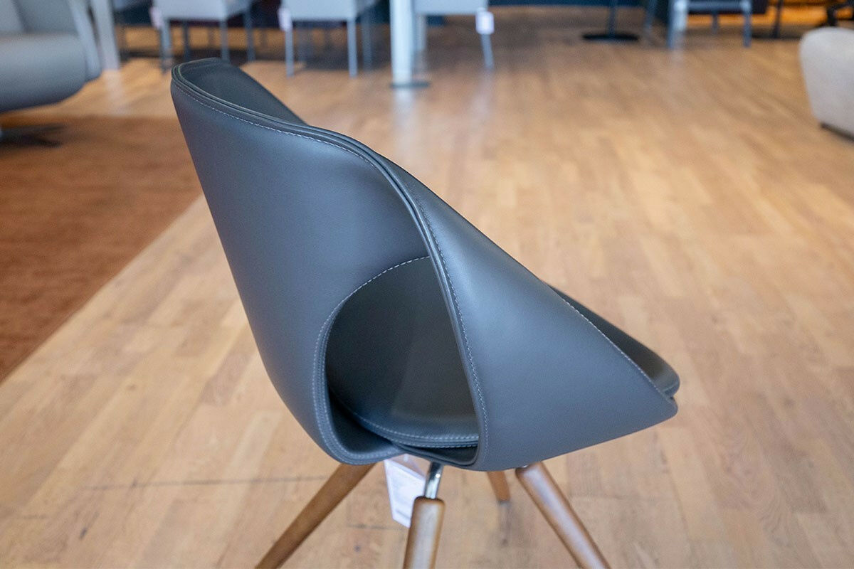 Tonon - 4er Set Stuhl Up Leder Soft 141 Anthrazit Drehgestell Amerikanischer Walnuss Und Chrom Glänzend - 6