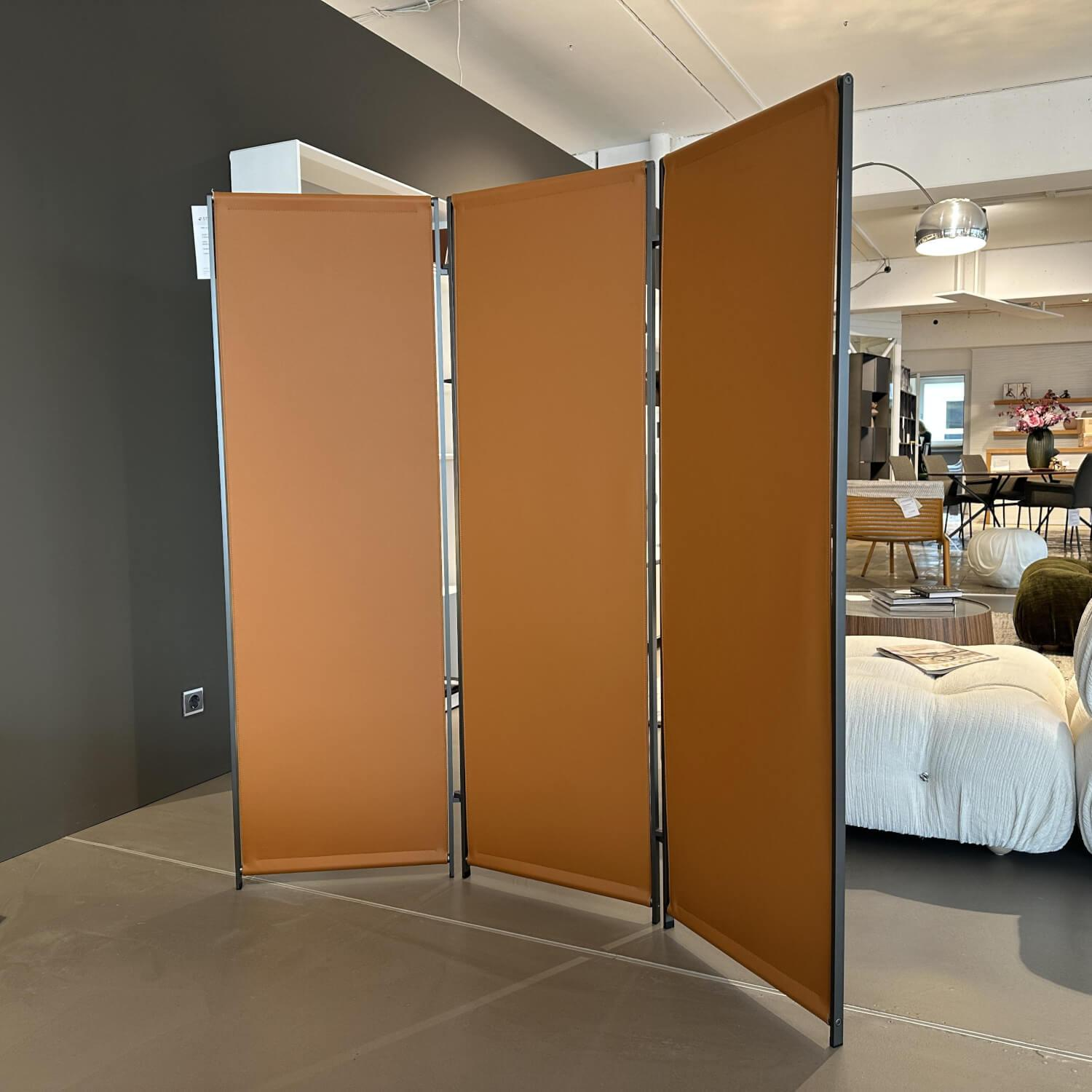 B&B Italia - Paravent Quiet Lines Leder Gamma 370 Terra Braun Gestell Nickel Bronzefarben Lackiert - 3