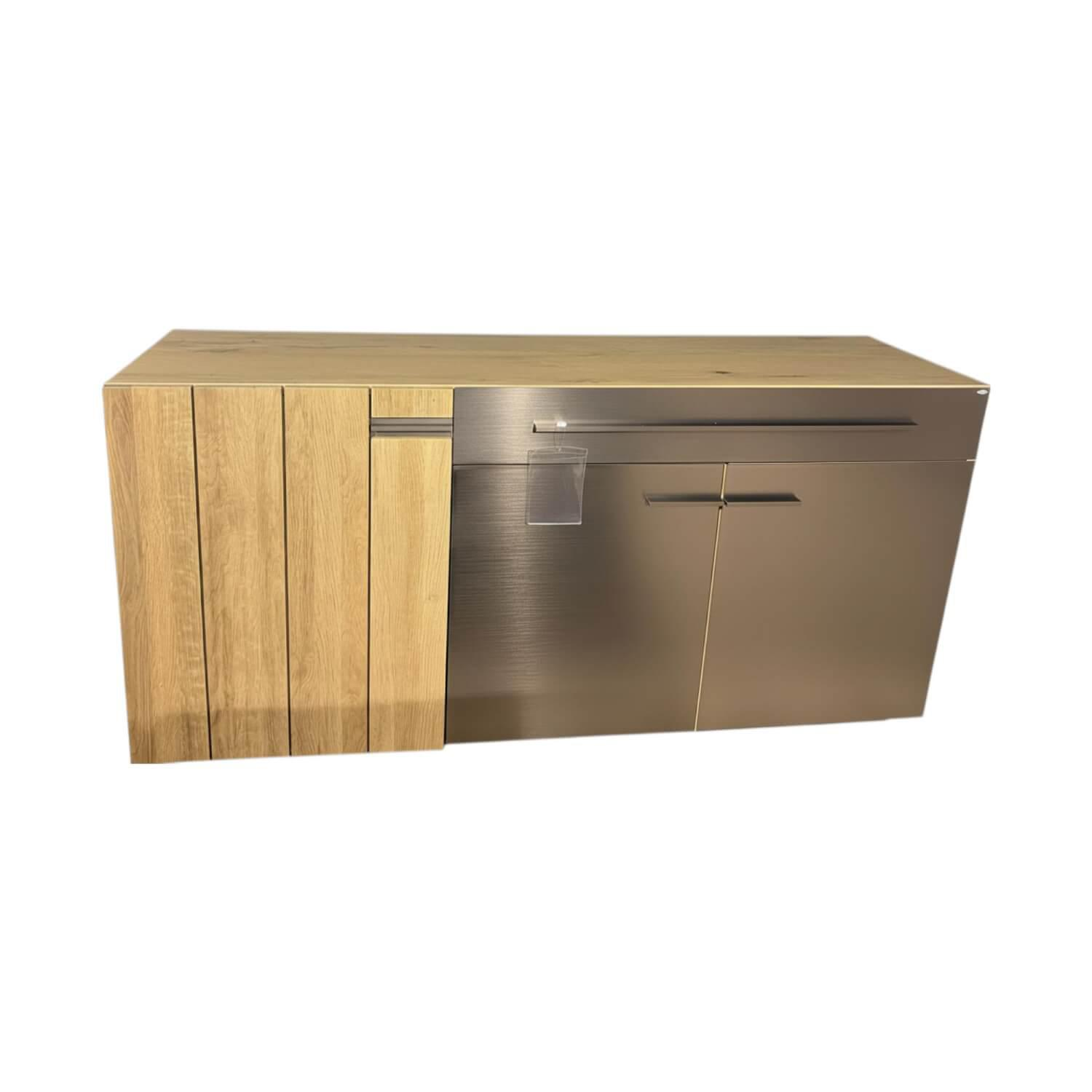 Voglauer - Sideboard V-Galvino Alteiche Rustiko Schwemmgrau Lackiert Metallakzent - 1